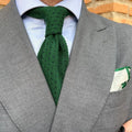 GREEN KNITTED TIE WITH NAVY DOTS