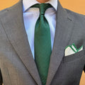 GREEN HERRINGBONE JACQUARD TIE