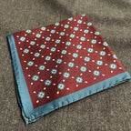 PAÑUELO SEDA BORDEAUX CELESTE
