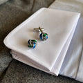 BLUE AND GREEN KNOT CUFFLINKS