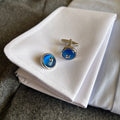 BLUE BUTTON CUFFLINKS
