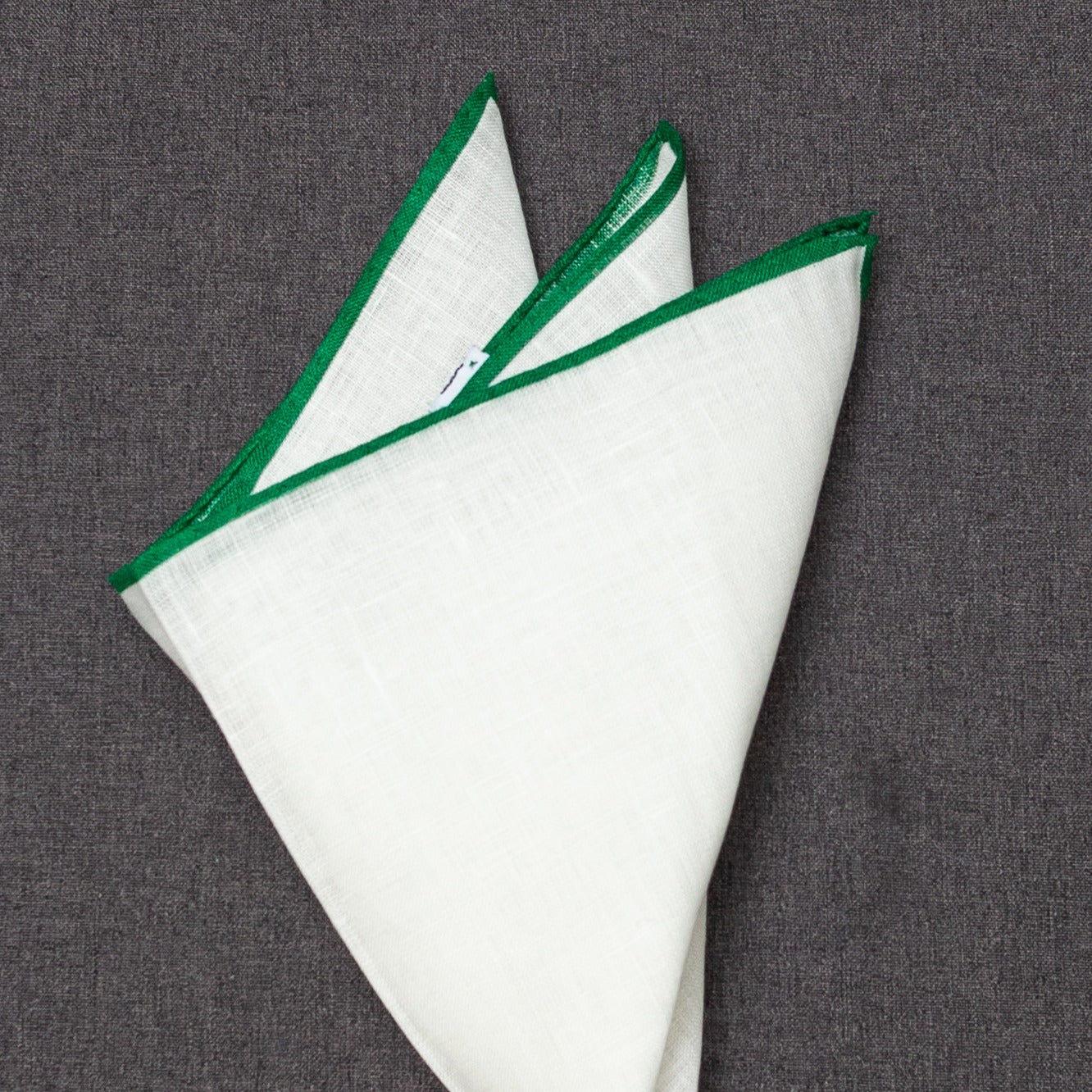 PAÑUELO LINO BLANCO FILO VERDE