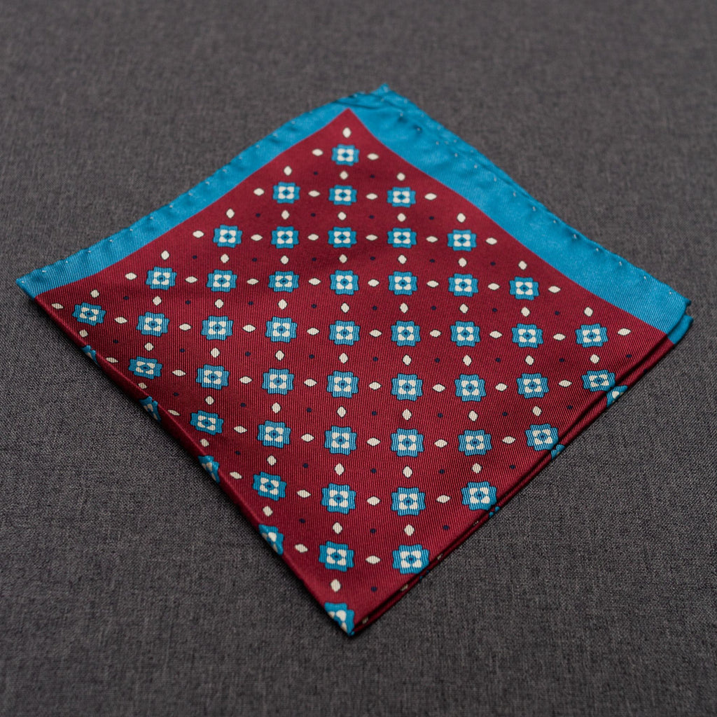 PAÑUELO SEDA BORDEAUX CELESTE