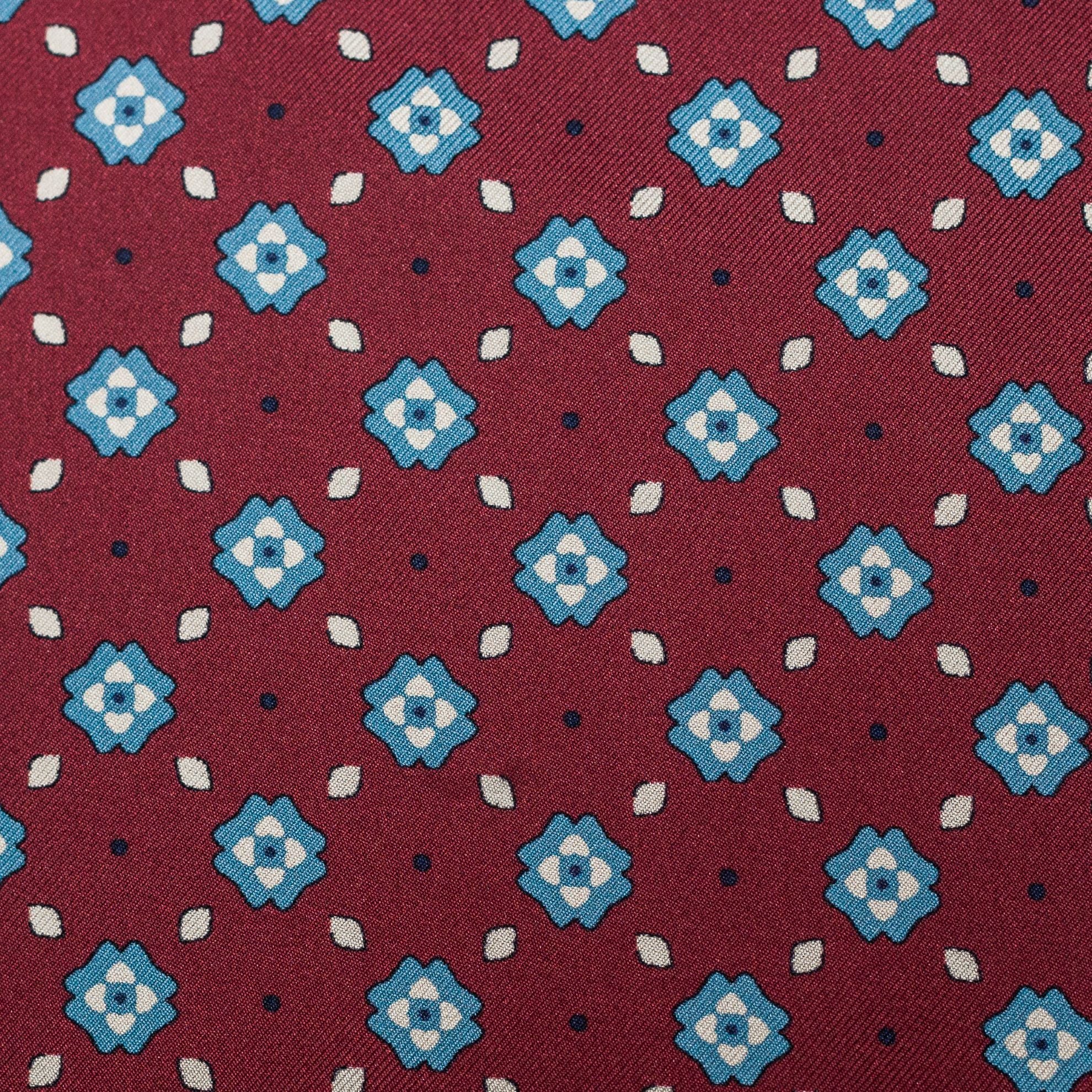 PAÑUELO SEDA BORDEAUX CELESTE